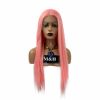 m&h hairworld long pink straight synthetic lace front wigs