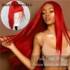 mh&hairworld long red silky straight synthetic full lace wigs fo